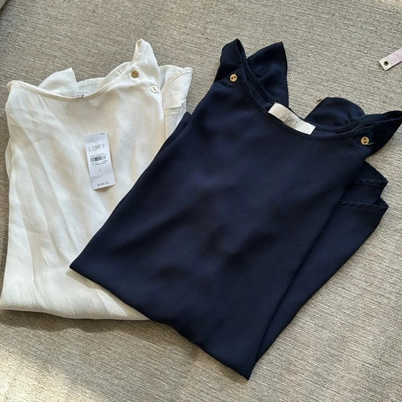 LOFT Tops - 2 tops size large one white one blue by loft